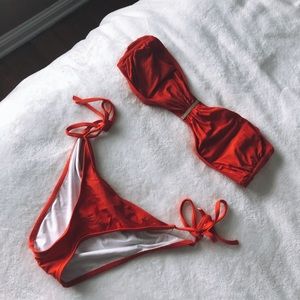 Calvin Klein red strapless bikini set